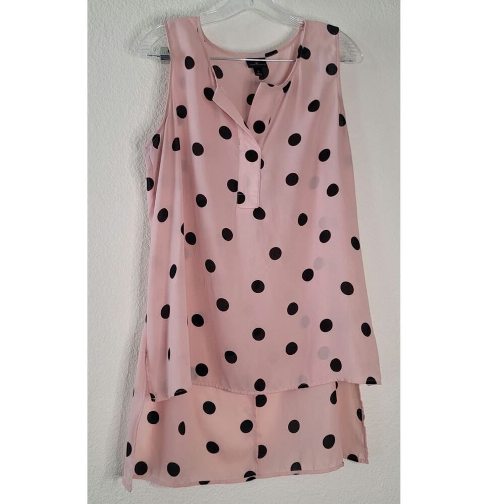 Pink with Large Black Polka Dots Tank Blouse by Worthington Women's Size Large